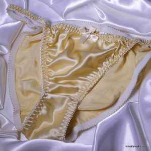 Pure silk bikini panties, 100% silk, vintage style, yellow color, for cross-dressers, sissies, women, transgenders