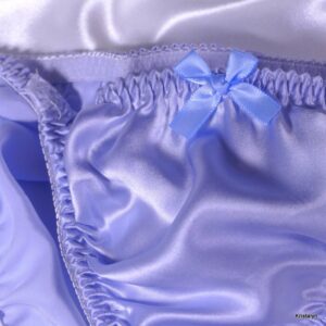 Blue mulberry silk string bikini panties for women, transgenders, femboys, and crossdressers